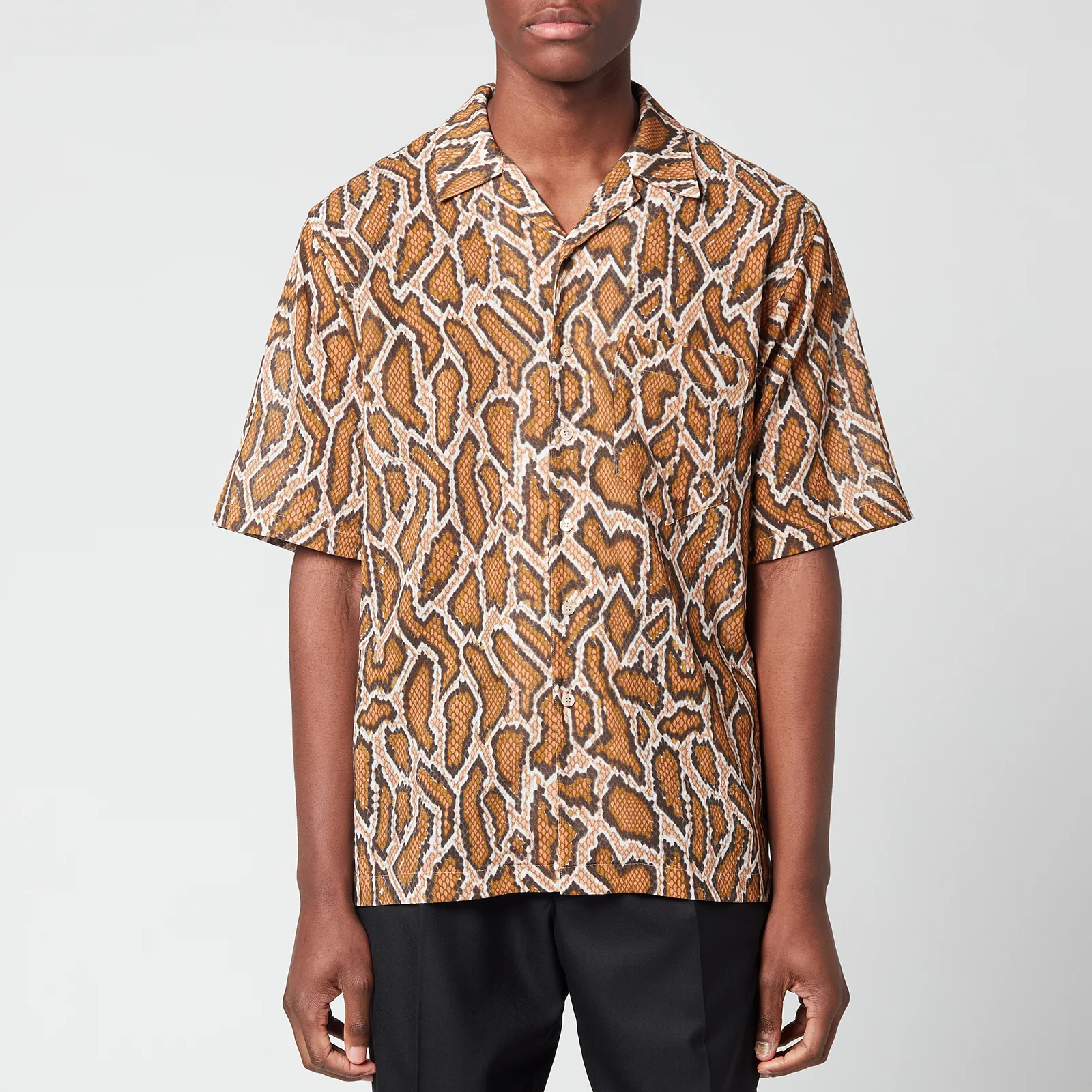 Martine Rose Men's Oversized Hawaiian Shirt - Brown Python Image 1