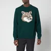 Maison Kitsuné Men's Big Fox Head Pullover Jumper - Dark Green - Image 1