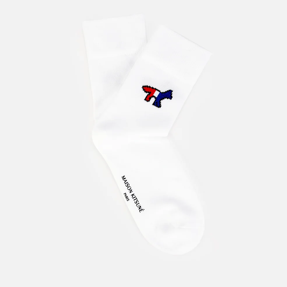 Maison Kitsuné Men's Tricolour Fox Classic Socks - White Image 1