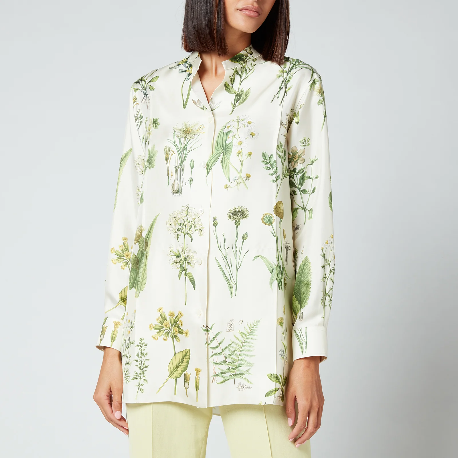 Salvatore Ferragamo Women's Printed Leaf Shirt - Toni Hedren Green Image 1