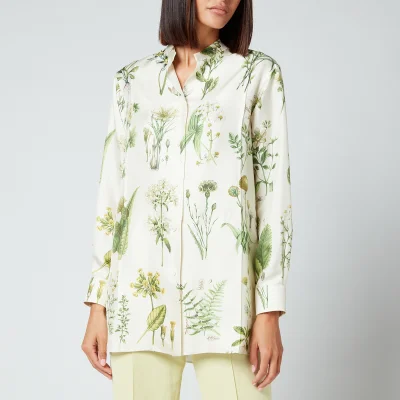 Salvatore Ferragamo Women's Printed Leaf Shirt - Toni Hedren Green