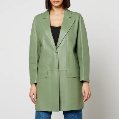 Salvatore Ferragamo Women's Long Leather Coat - Hedren Green