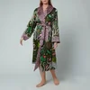 Karen Mabon Women's Stretch Silk Long Robe - Green/Pink - Image 1