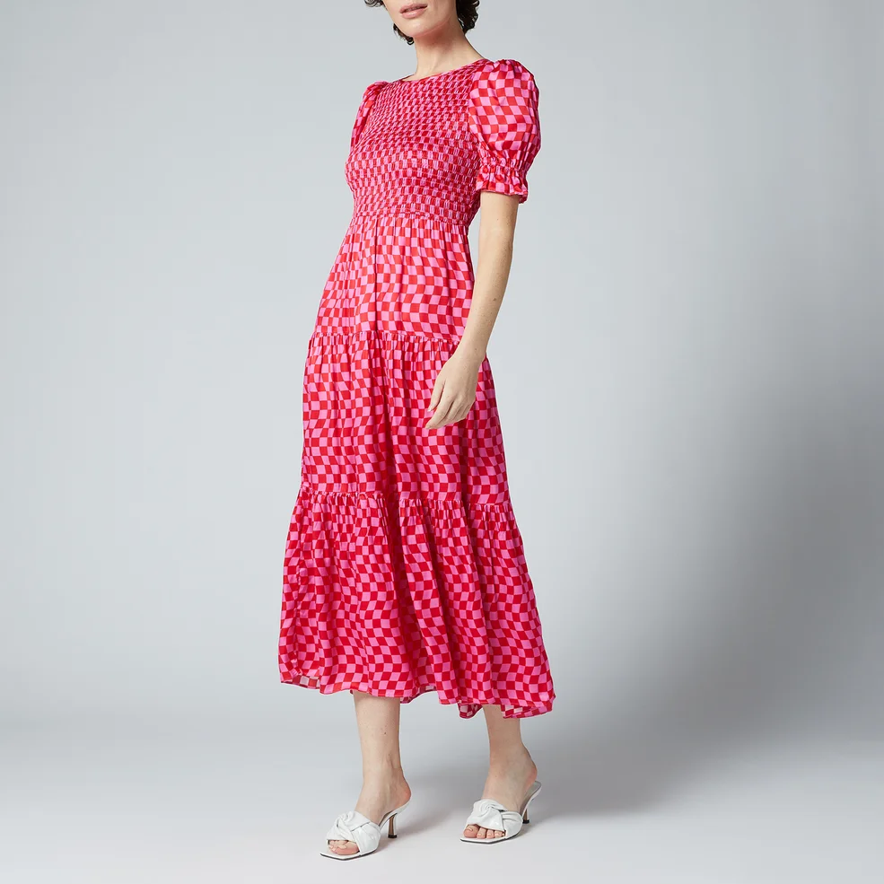 Kitri Women's Persephone Pink Checker Dress - Pink Wavy Checker Image 1