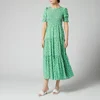 Kitri Women's Persephone Shirred Green Floral Dress - Green Floral - Image 1
