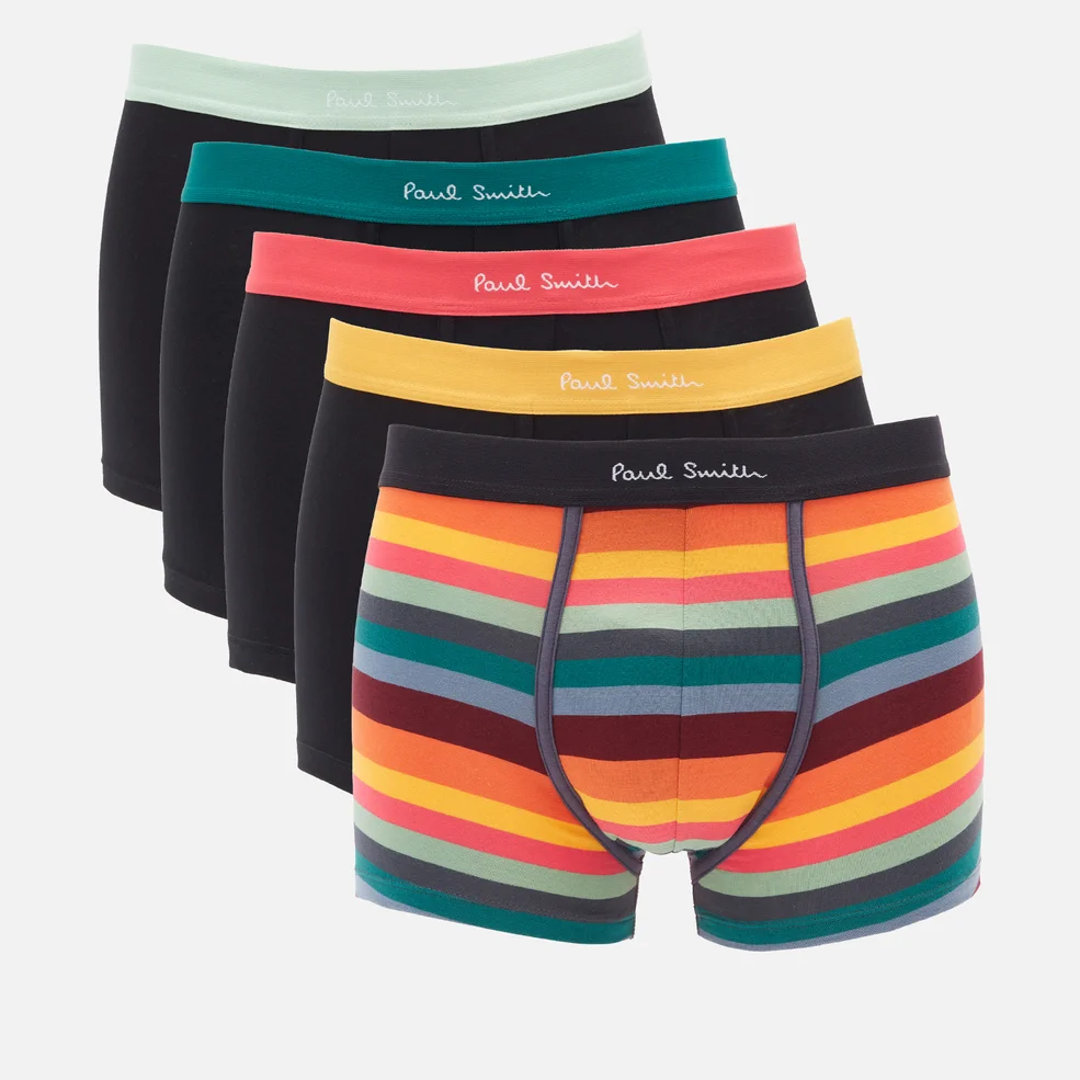 PS Paul Smith Men's 5-Pack Trunk Boxer Shorts - Black/Stripe Image 1