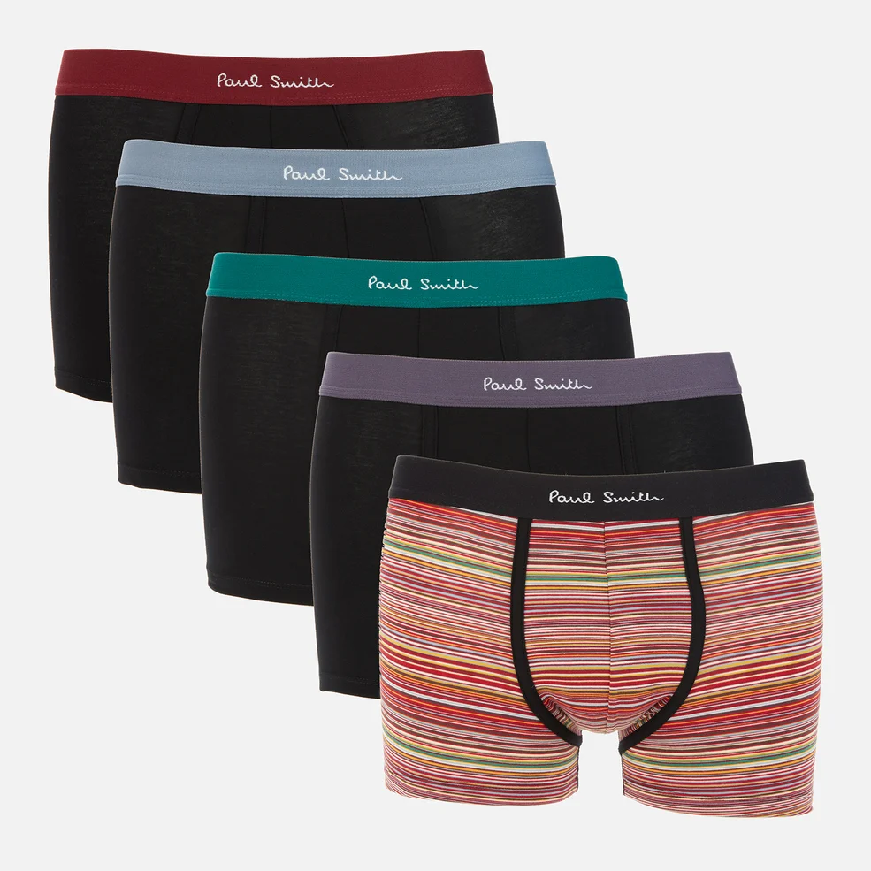 PS Paul Smith Men's 5-Pack Trunk Boxer Shorts - Black/Multi Stripe Image 1