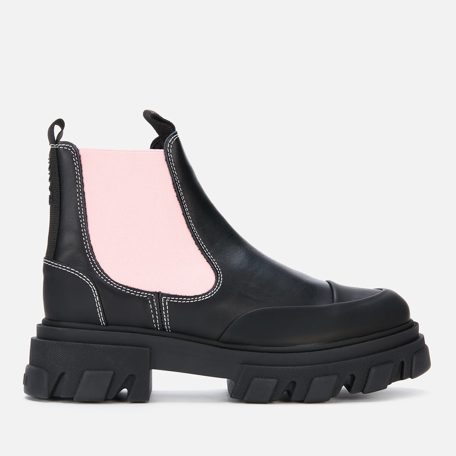 Ganni Women's Leather Chelsea Boots - Black/Pink Image 1