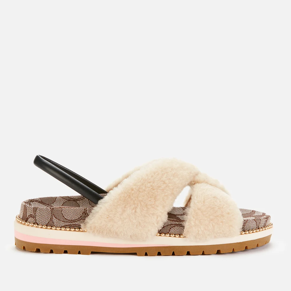 Coach Women's Tally Shearling Sandals - Natural Image 1