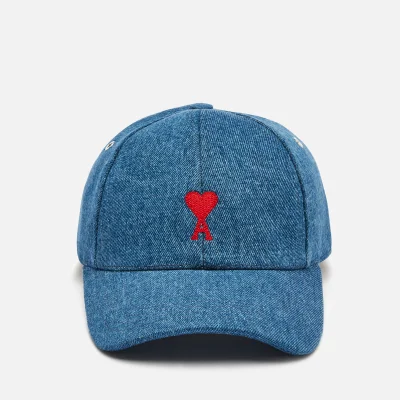 AMI Women's Cap With Adc Embroidery - Mid-Washed Denim Used Blue