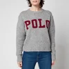 Polo Ralph Lauren Women's Large Polo Logo Sweatshirt - Grey Donegal/Wine - Image 1