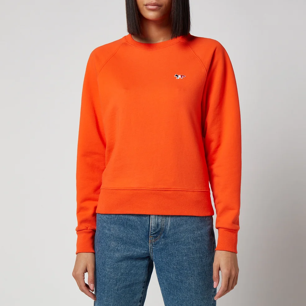 Maison Kitsuné Women's Tricolor Fox Patch Adjusted Sweatshirt - Orange Image 1