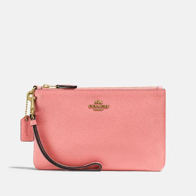 Coach Women's Polished Pebble Small Wristlet - Candy Pink