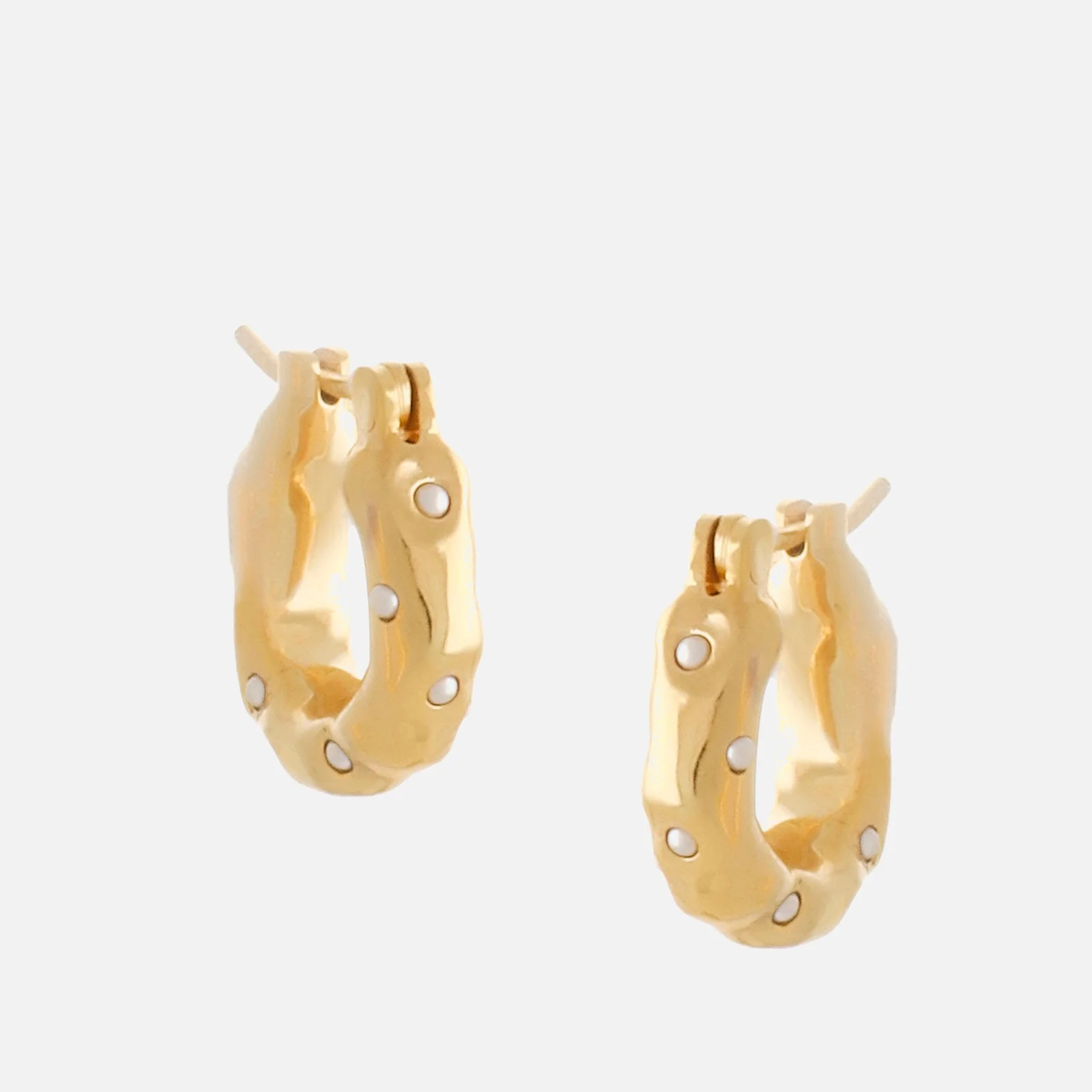 Joanna Laura Constantine Women's Mini Waves Hoops With Pearl - Gold Image 1