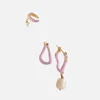 Joanna Laura Constantine Women's Waves Hoop Earrings Set With Enamel And Pearl - Pink - Image 1