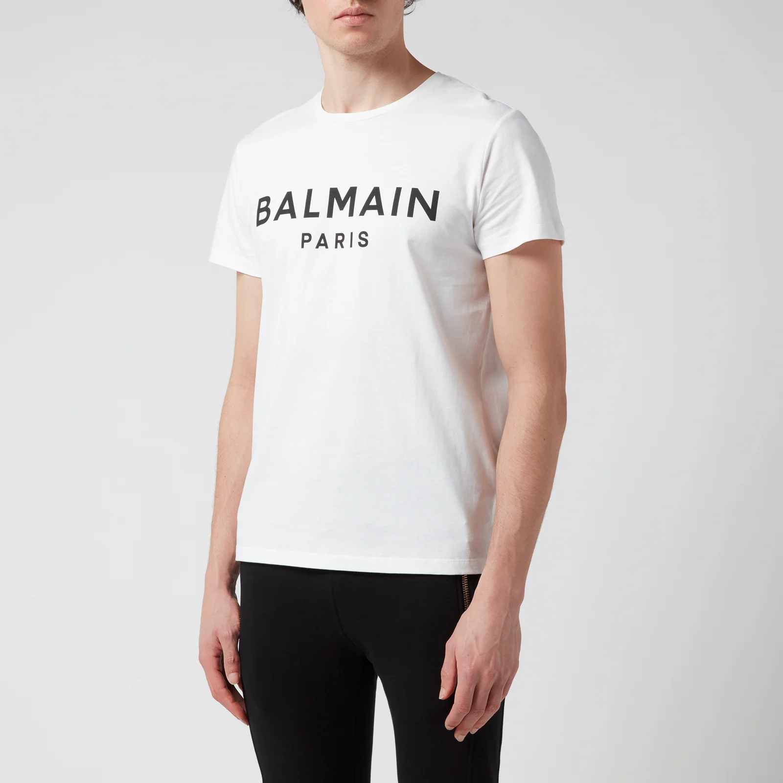 Balmain Men's Printed T-Shirt - White/Black Image 1