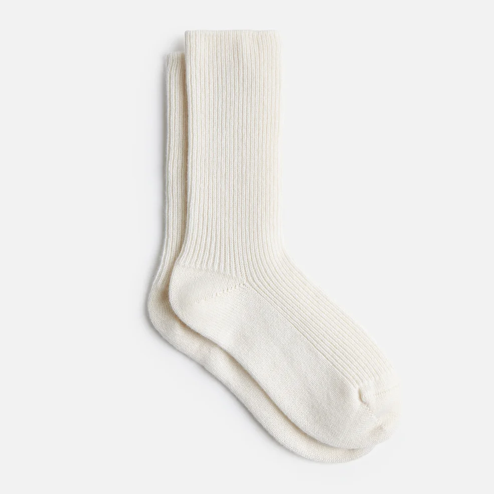 ESPA Home Cashmere Ribbed Knit Socks - White Image 1