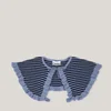 Ganni Women's Striped Cashmere Mix Collar - Sky Captain - Image 1