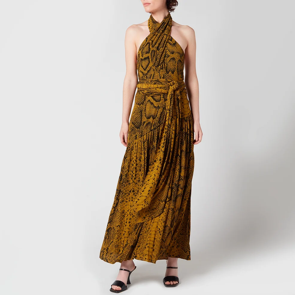 Proenza Schouler Women's Snakeprint Crepe Cross Front Dress - Brown Multi Image 1