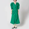 Proenza Schouler Women's Linen Viscose Shirred Sleeve Dress - Bright Green - Image 1