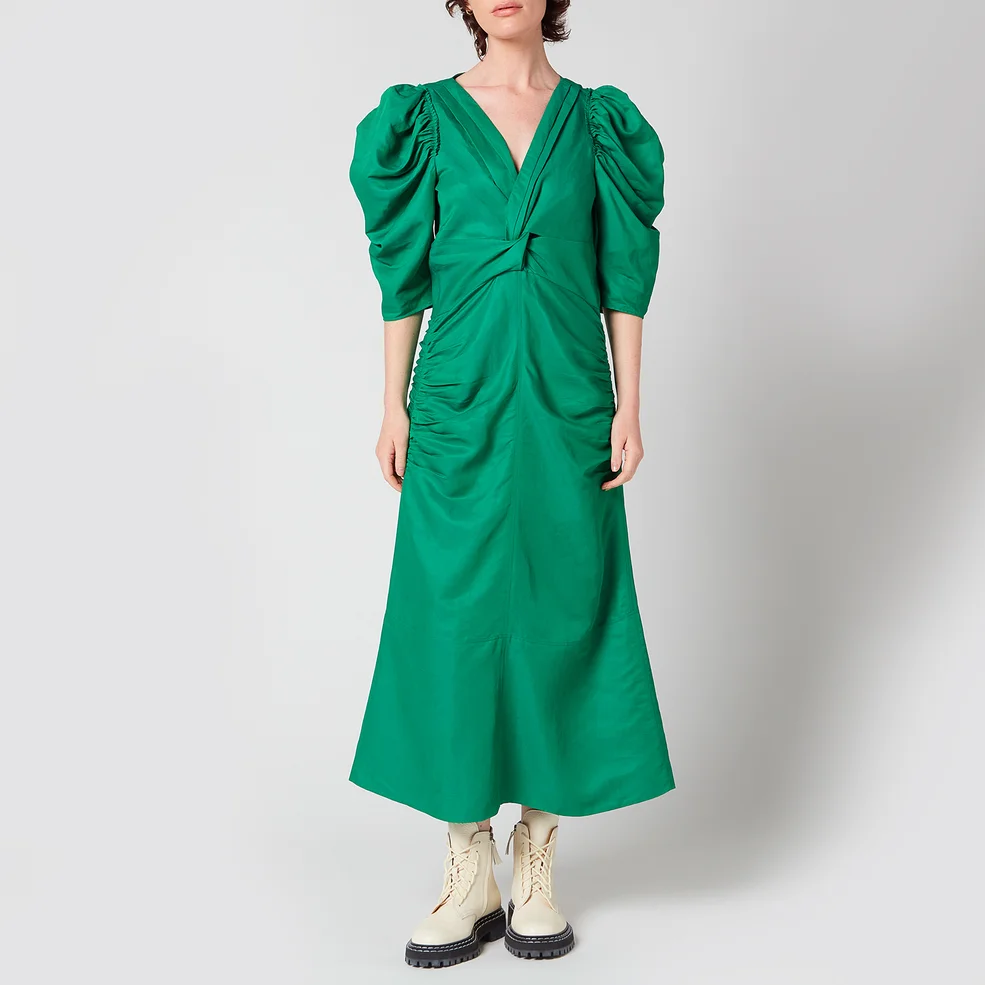Proenza Schouler Women's Linen Viscose Shirred Sleeve Dress - Bright Green Image 1