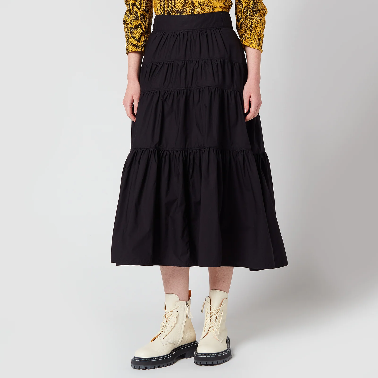 Proenza Schouler Women's Poplin Tiered Skirt - Black Image 1