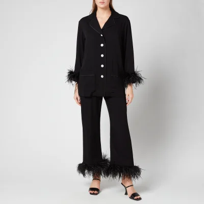 Sleeper Women's Party Pyjama Set With Double Feathers - Black