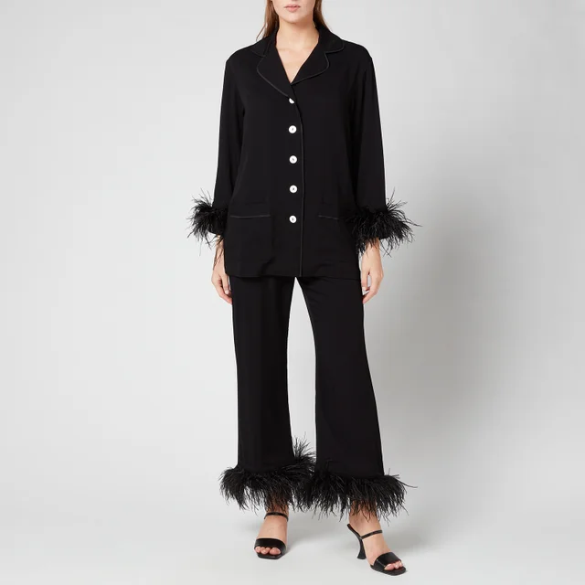 Sleeper Women's Party Pyjama Set With Double Feathers - Black
