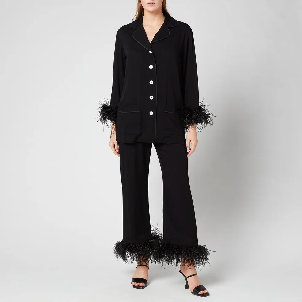 Sleeper Women's Party Pyjama Set With Double Feathers - Black Image 1