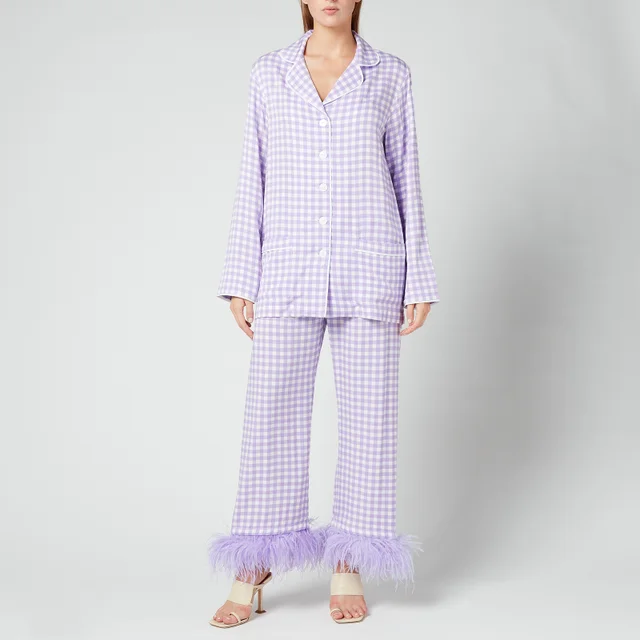 Sleeper Women's Party Pyjama Set With Feathers - Lavender & White