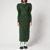 Ganni Women's Stripe Cotton Dress - Dark Green - Image 1