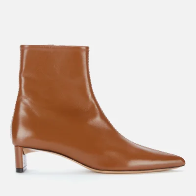 Mansur Gavriel Women's Pointy Leather Heeled Ankle Boots - Camel