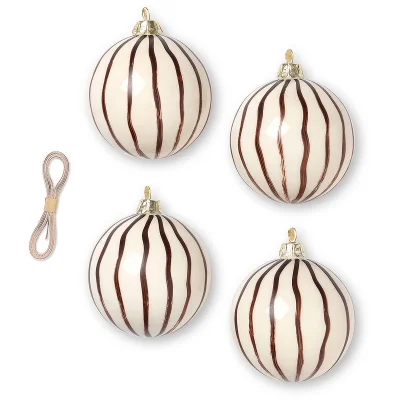 Ferm Living Glass Baubles - Set of 4 - Red Brown