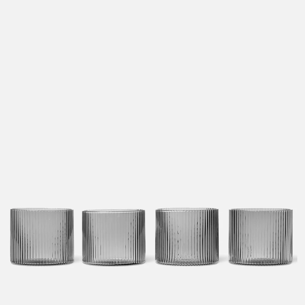 Ferm Living Ripple Low Glasses - Set of 4 - Smoked Grey Image 1