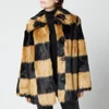 Stand Studio Women's Nani Faux Fur Check Jacket - Black/Beige - Image 1