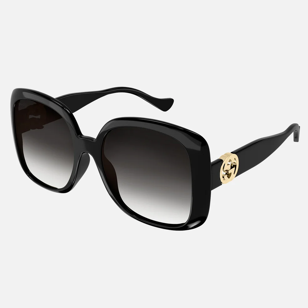 Gucci Women's Oversized Square Acetate Sunglasses - Black/Grey Image 1