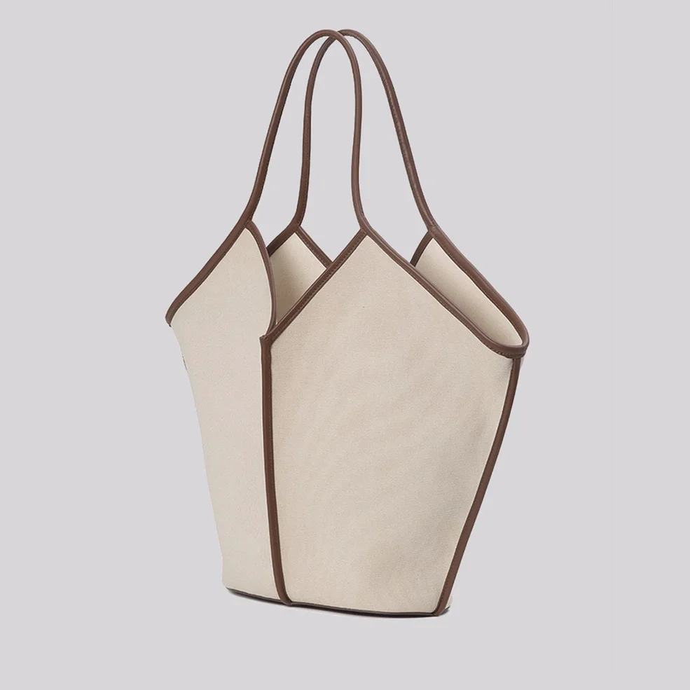 Hereu Women's Calella Leather-Trimmed Canvas Tote Bag - Beige/Chestnut Image 1