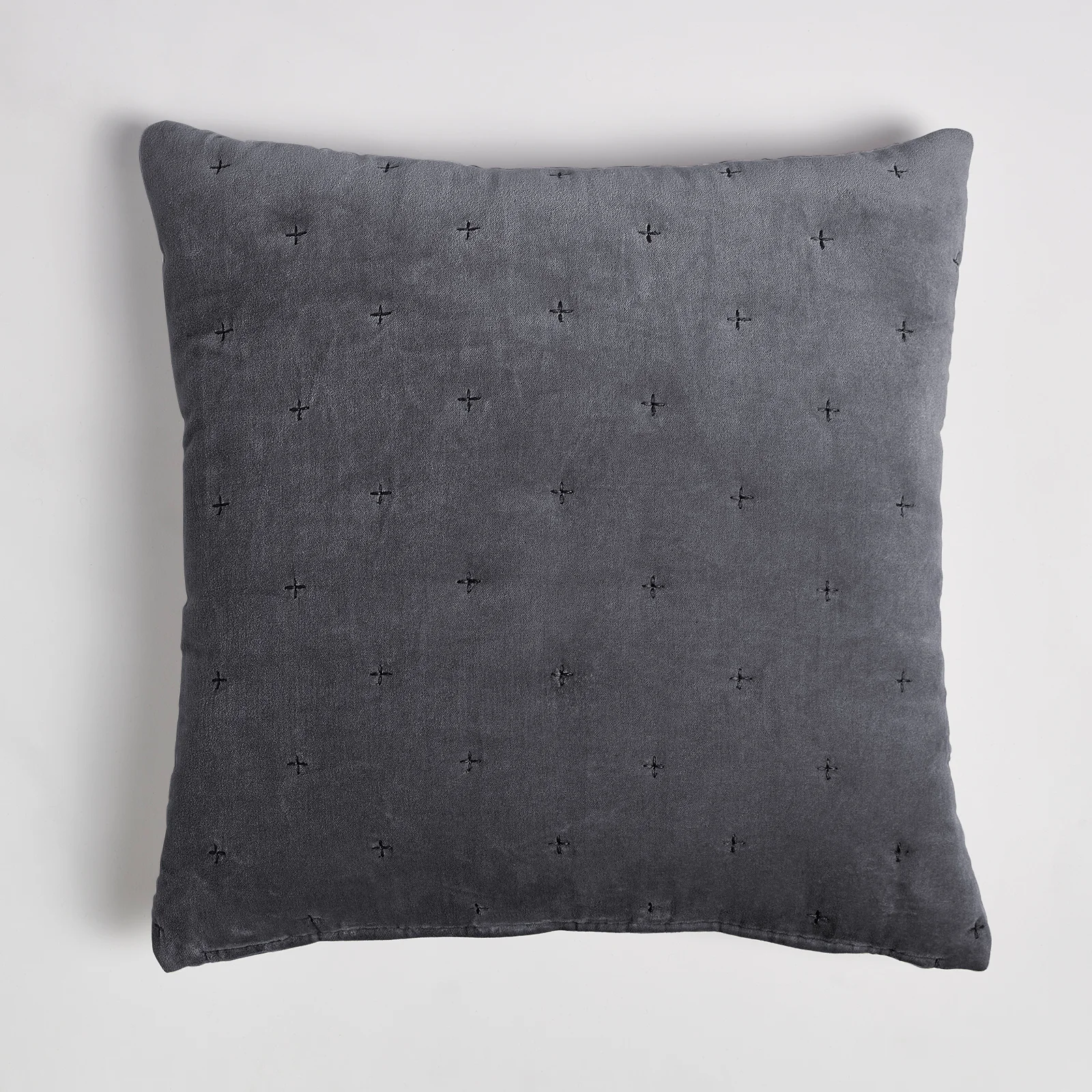 ïn home Cotton Velvet Cushion - Dark Grey - 50x50cm Image 1