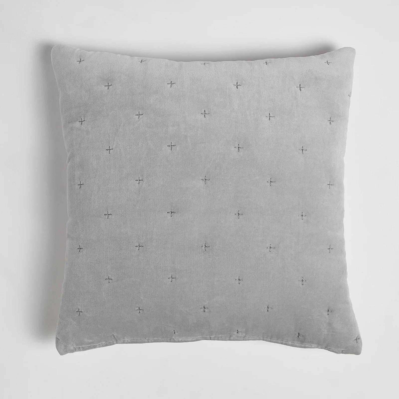 ïn home Cotton Velvet Cushion - Silver - 50x50cm Image 1