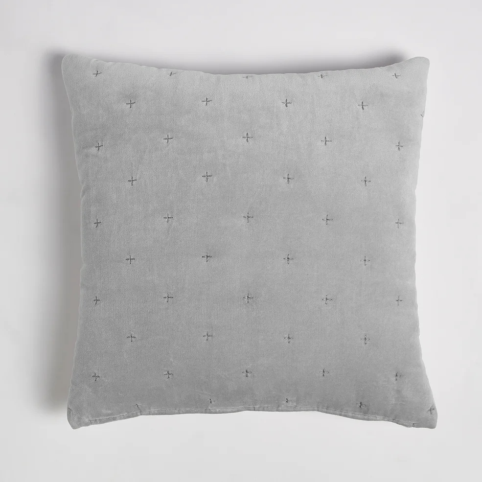 ïn home Cotton Velvet Cushion - Silver - 50x50cm Image 1