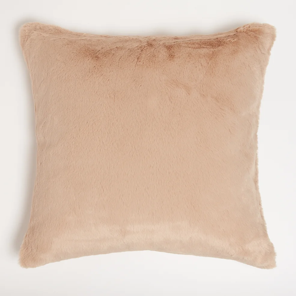 ïn home Recycled Polyester Faux Fur Cushion - Brown Image 1