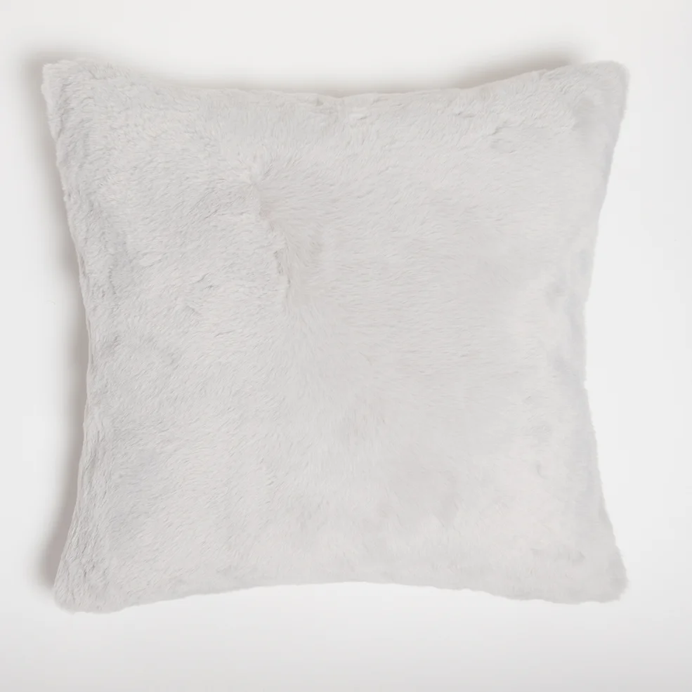 ïn home Recycled Polyester Faux Fur Cushion - Grey Image 1