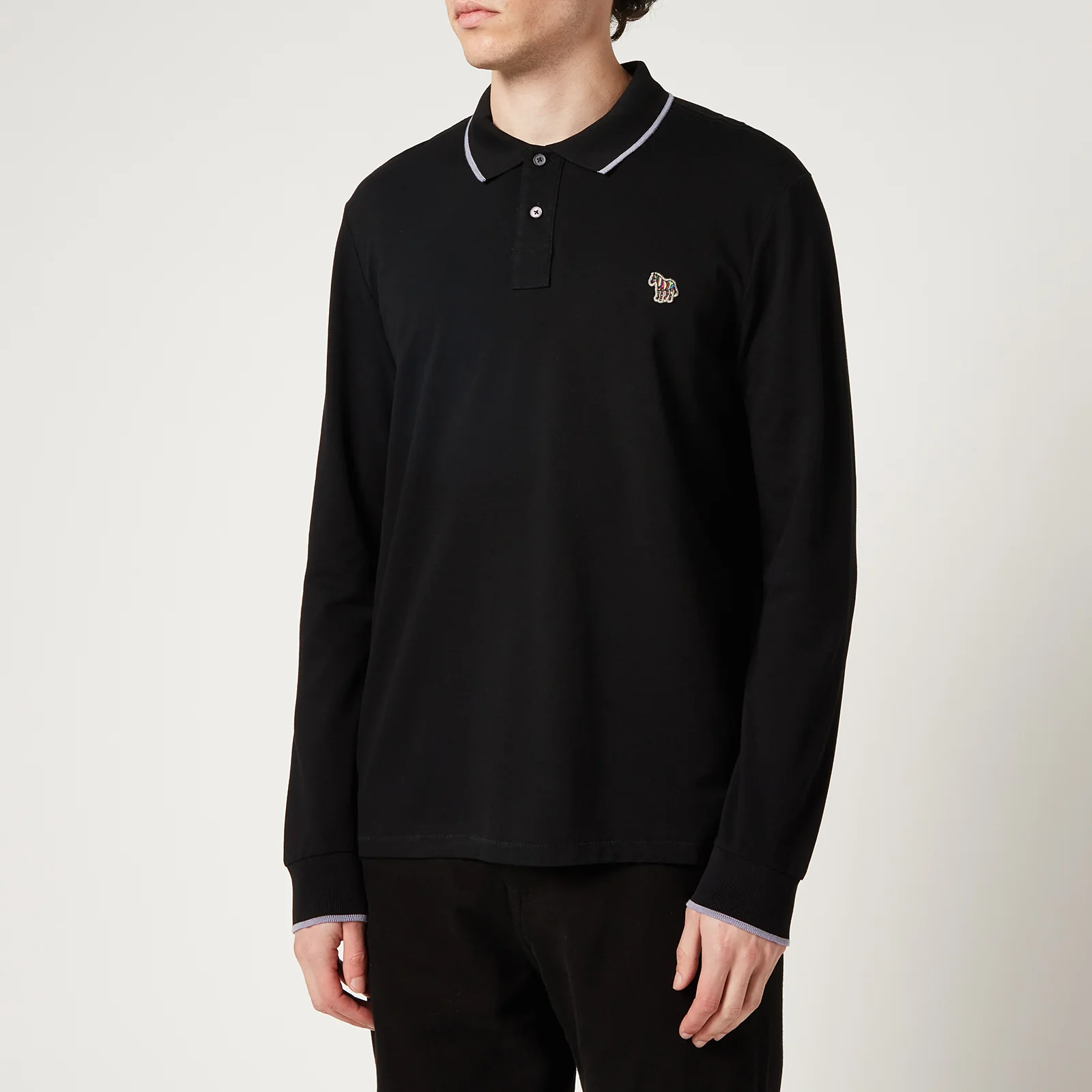 PS Paul Smith Men's Zebra Badge Long Sleeve Polo Shirt - Black Image 1