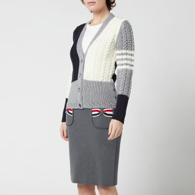 Thom Browne Women's Funmix Pointelle Cable Classic Cardigan - Grey