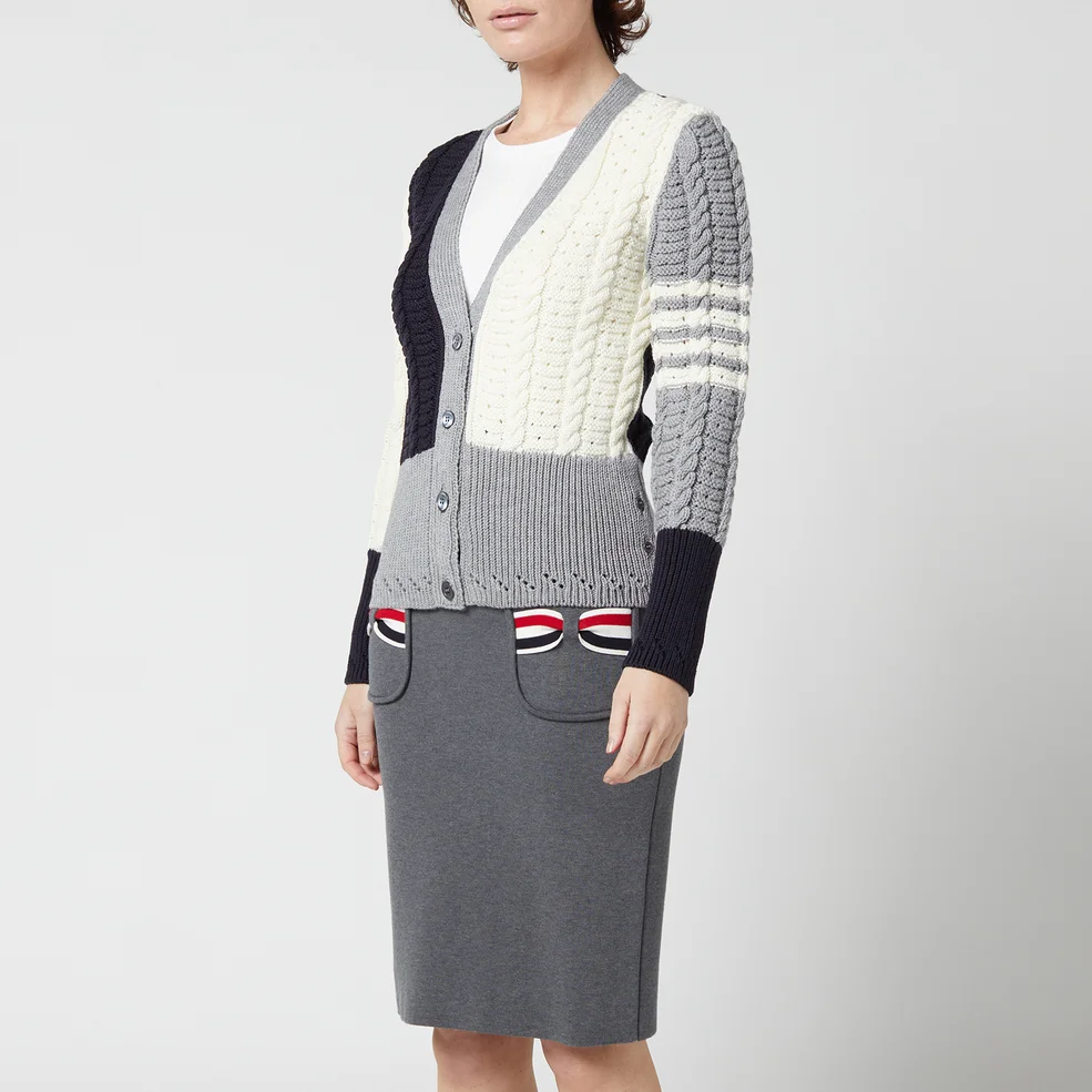 Thom Browne Women's Funmix Pointelle Cable Classic Cardigan - Grey Image 1
