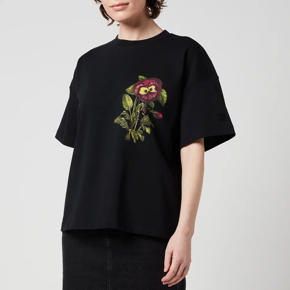 KENZO Women's Placed Flower Boxy T-Shirt - Black Image 1
