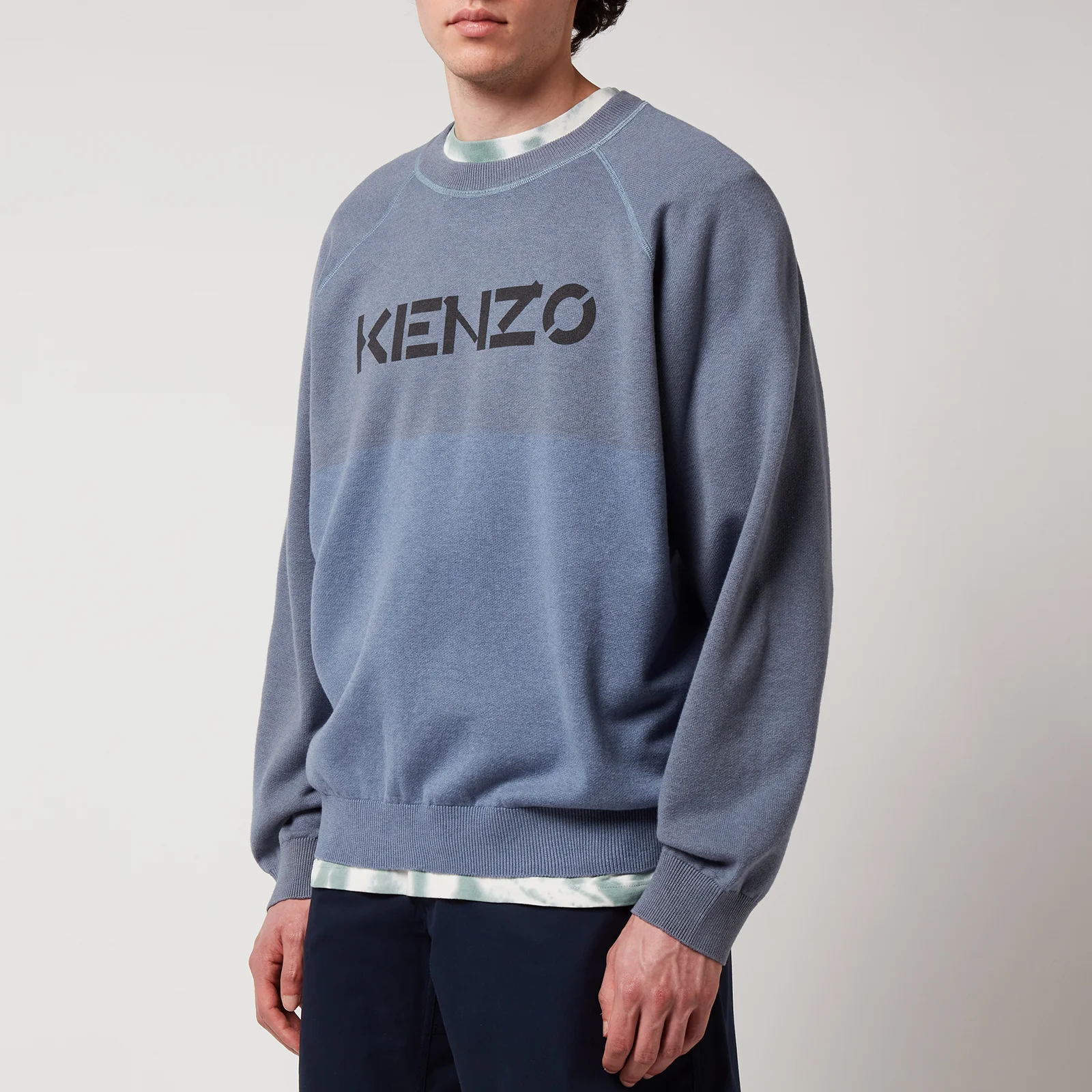 KENZO Men's Kenzo Logo Garment Dye Jumper - Glacier Image 1