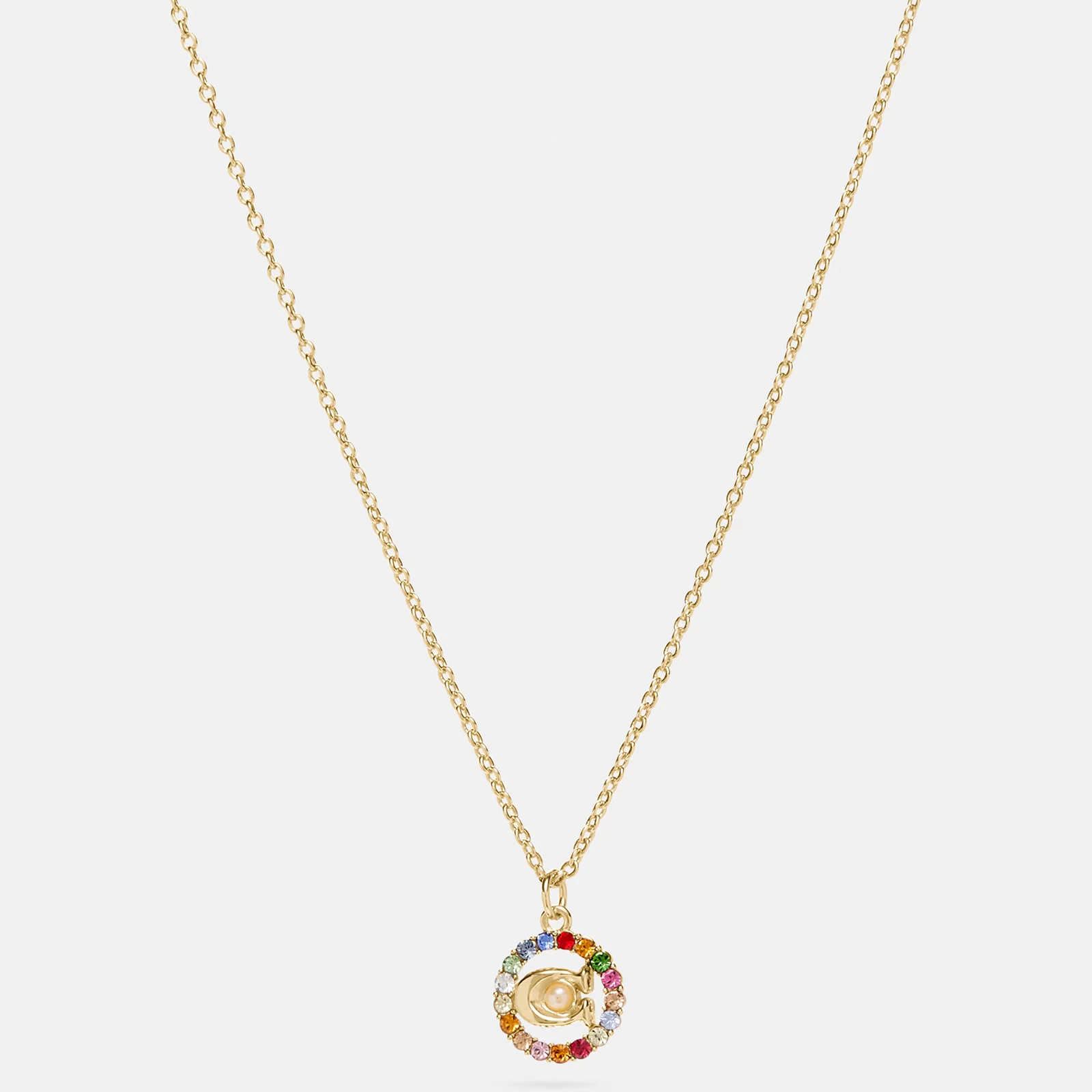 Coach Women's C Multi Crystal Necklace - Gold/Multicolour Image 1
