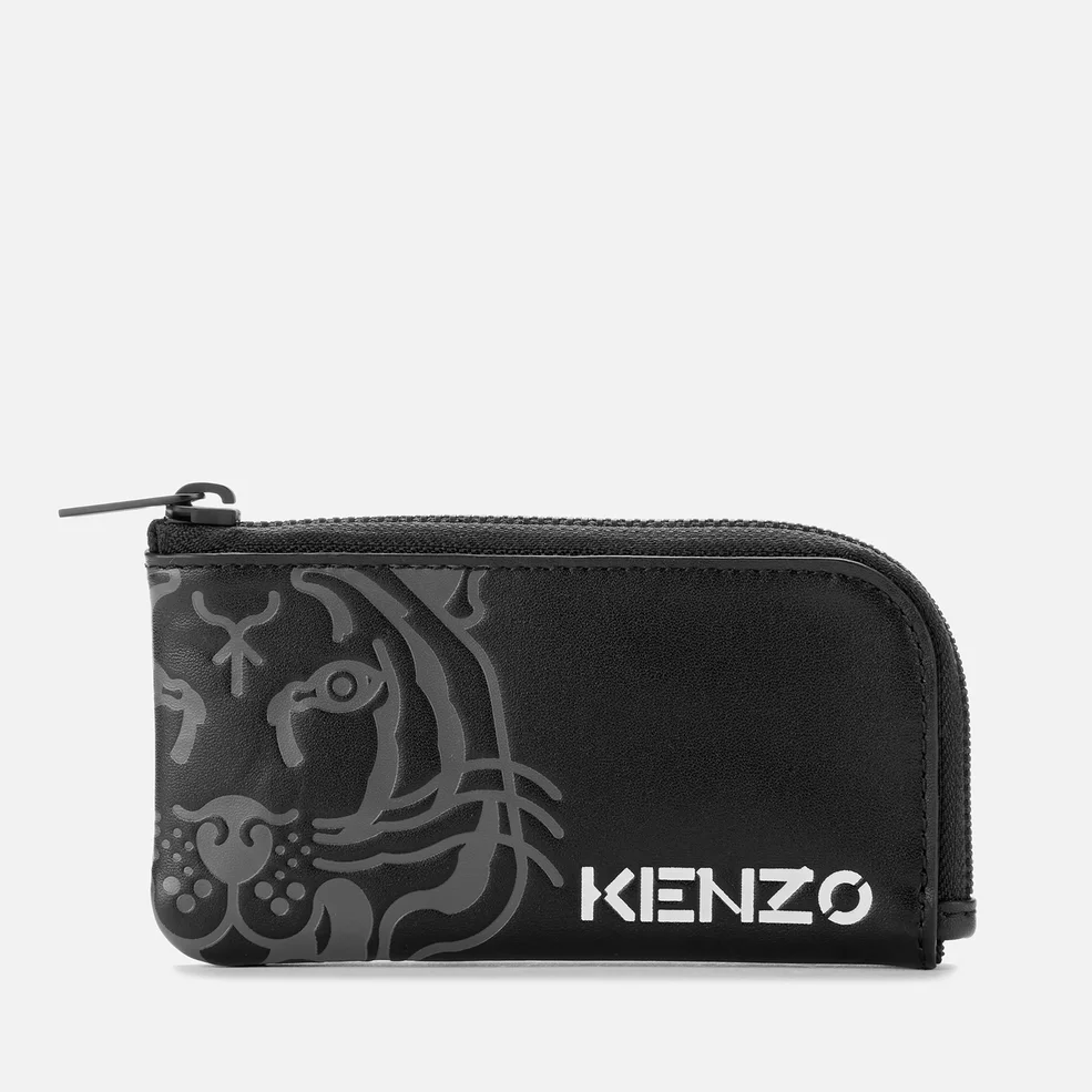 KENZO Women's K-Tiger Line Zip Card Holder - Black Image 1