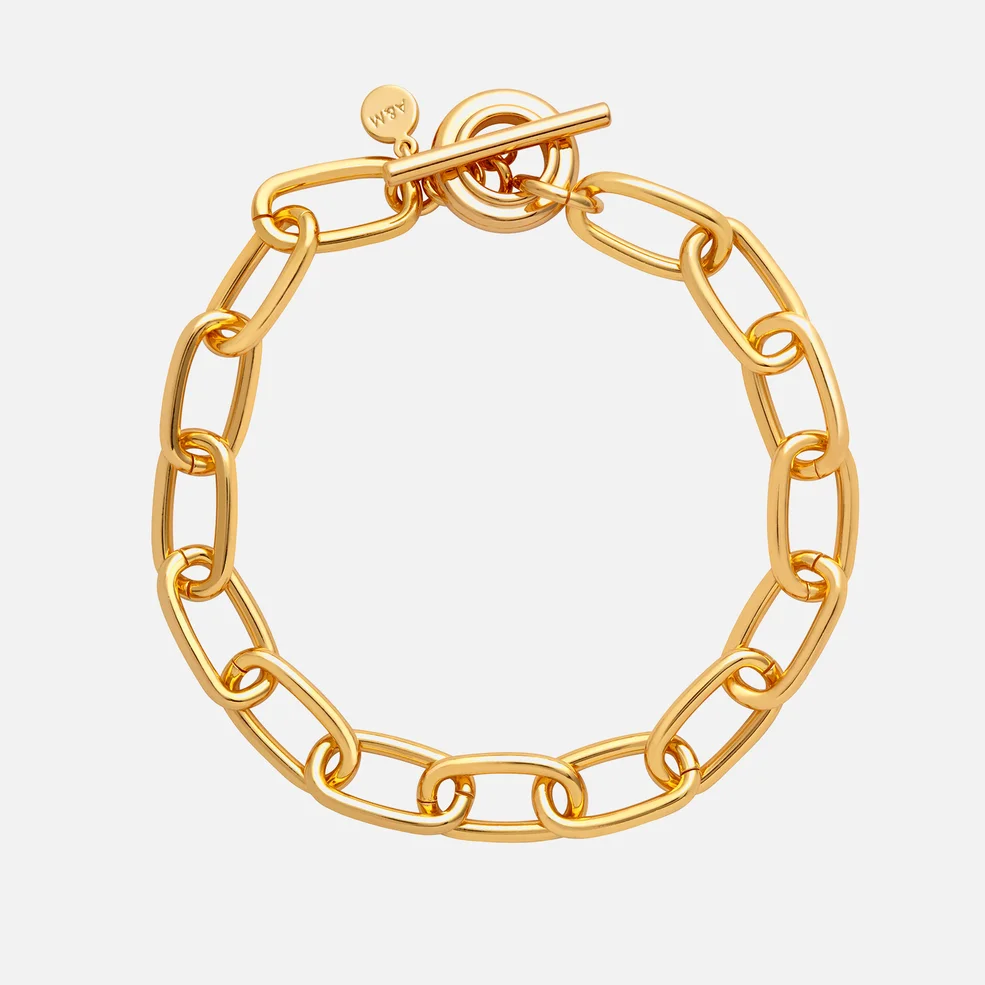 Astrid & Miyu Women's Ripple T-Bar Bracelet - Gold Image 1